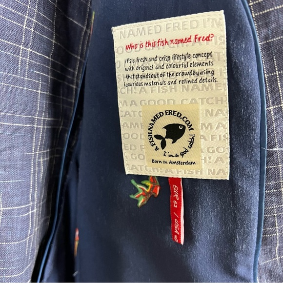 A Fish Named Fred Linen Blazer Jacket Size 40 - Picture 6 of 10